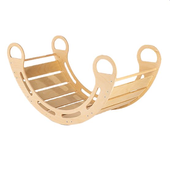 Leagăn montessori din lemn cu pernă roz - 100 cm