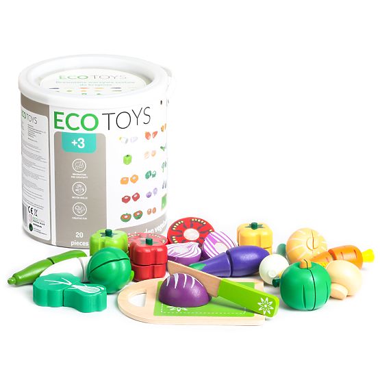 Legume din lemn de tăiat pentru copii 20 de piese ECOTOYS