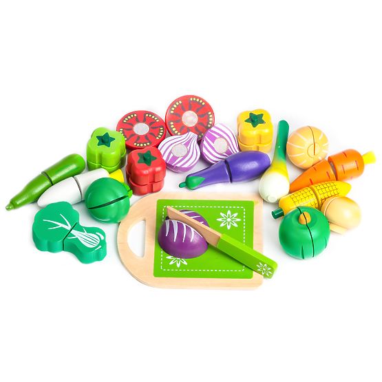 Legume din lemn de tăiat pentru copii 20 de piese ECOTOYS