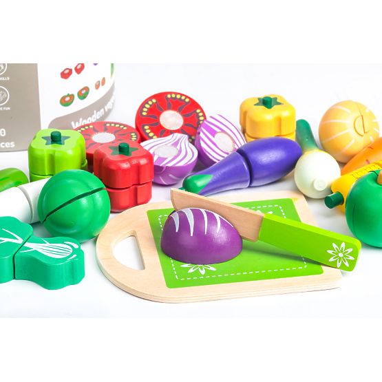 Legume din lemn de tăiat pentru copii 20 de piese ECOTOYS