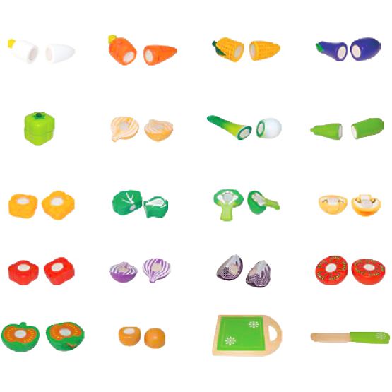 Legume din lemn de tăiat pentru copii 20 de piese ECOTOYS