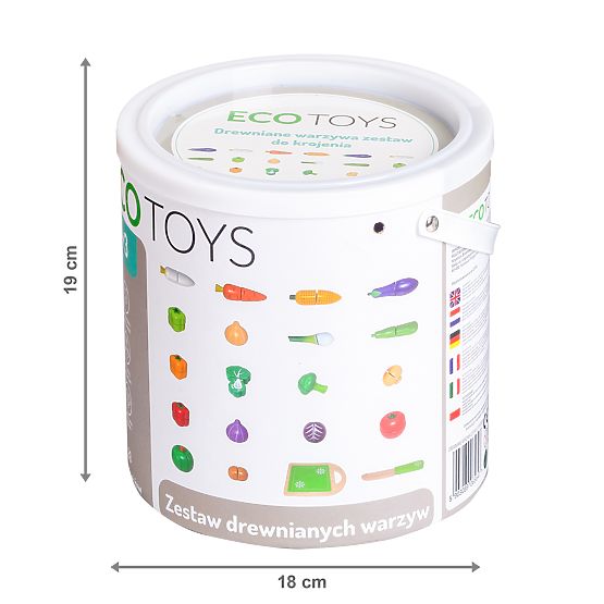 Legume din lemn de tăiat pentru copii 20 de piese ECOTOYS