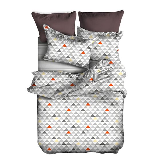 Lenjerie de pat BASIC gri cu model geometric 155x220_80x80*1 DecoKing