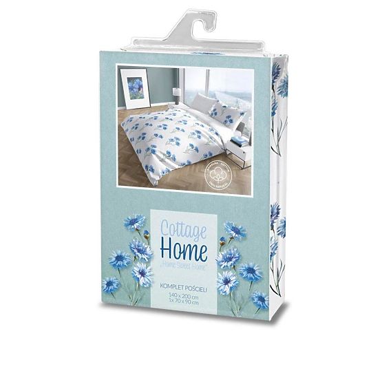 Lenjerie de pat din bumbac Albăstrele albastre 140x200cm + 70x90cm