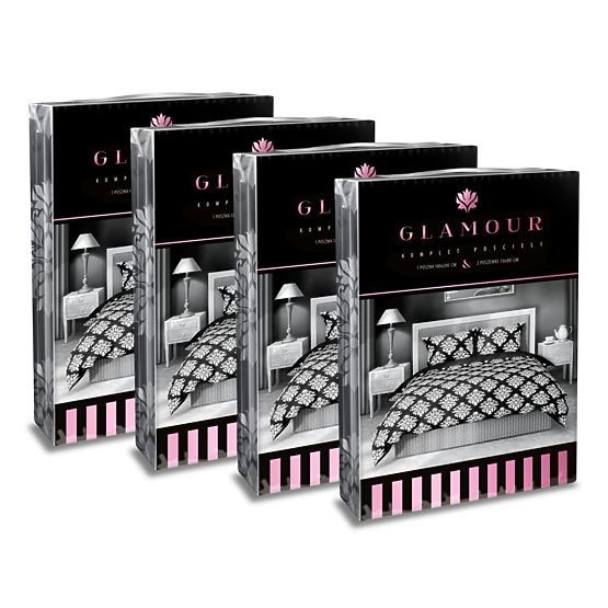 Lenjerie de pat din bumbac Glamour alb-negru 140x200cm + 70x90cm