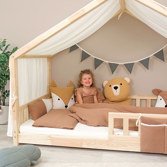 Lenjerie de pat muselină Ourbaby 135x100 + 40x60 cm - toffee