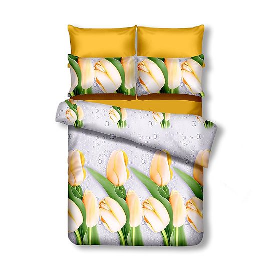 Lenjerie de pat EMERALD culoare crem cu motiv floral 155x220_80x80*1 DecoKing