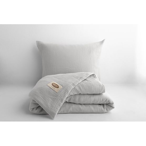 Lenjerie de pat muselina 140x200 cm + 70x90 cm gri deschis