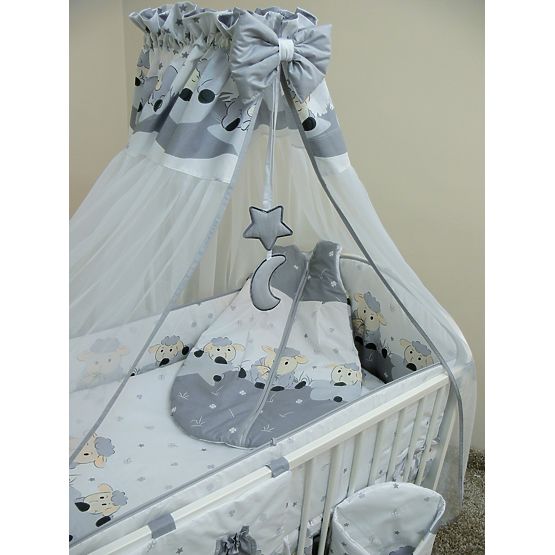 Lenjerie de pat pentru copii cu motivul unui miel de 120 x 90 cm de culoare gri