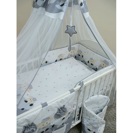 Lenjerie de pat pentru copii cu motivul unui miel de 120 x 90 cm de culoare gri