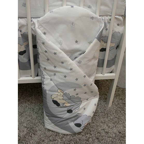 Lenjerie de pat pentru copii cu motivul unui miel de 120 x 90 cm de culoare gri