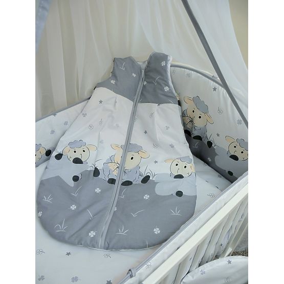 Lenjerie de pat pentru copii cu motivul unui miel de 135 x 100 cm de culoare gri