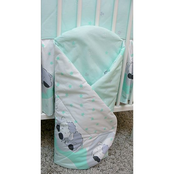 Lenjerie de pat pentru copii de 120 x 90 cm de culoarea mentei.