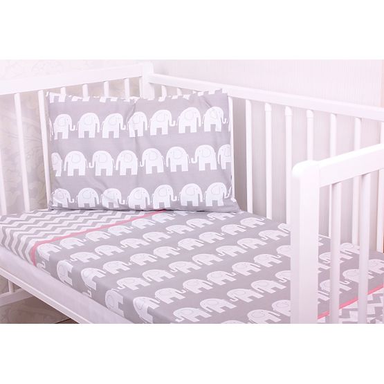 linens la cribs - elefanți - gri