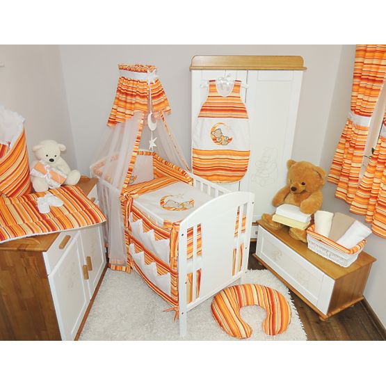 linens la cribs - roșu-orange dungi