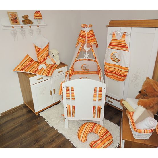 linens la cribs - roșu-orange dungi