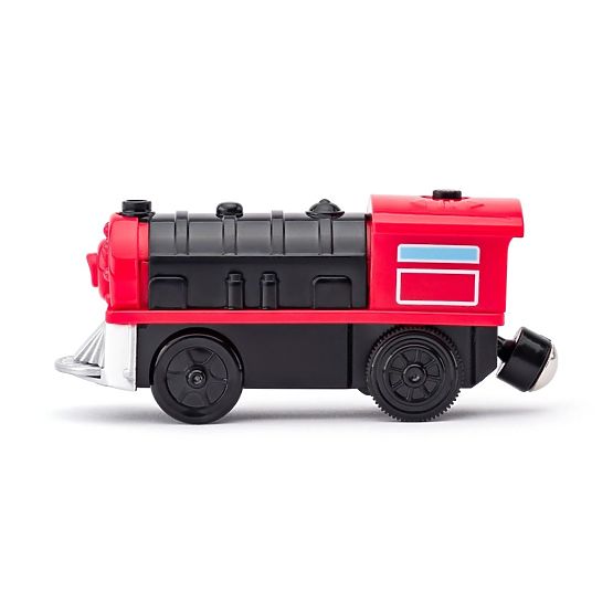 Locomotivă roșie cu baterii - se deplasează înainte și înapoi