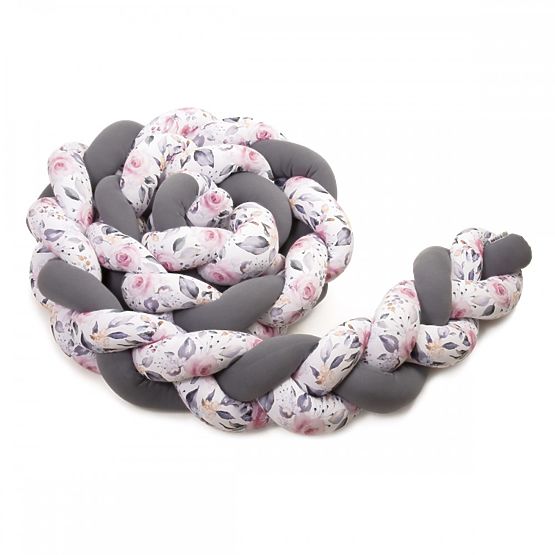Mantinel împletit - antracit / imprimeu floral - diferite dimensiuni