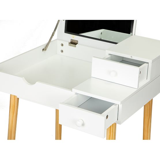 Masă cosmetică cu oglindă și scaun