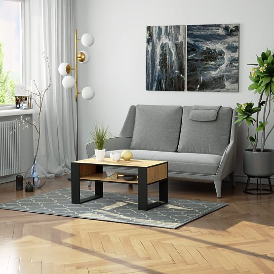 MASĂ DE CAFEA DOMI STEJAR CRAFT / NEGRU