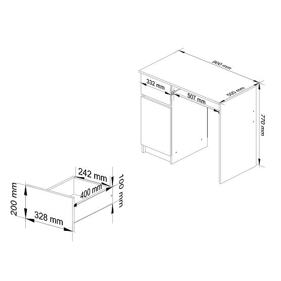 MASĂ DE CALCULATOR 90 cm PIXEL STÂNGA PK SONOMA