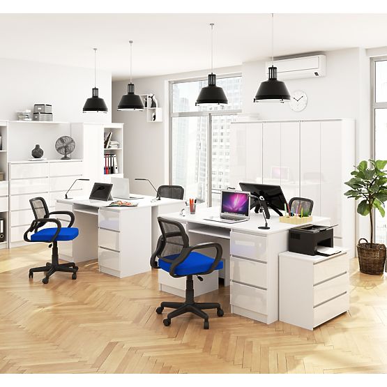 MASĂ DE CALCULATOR A-11 135 cm 6 SERTARE PK ALB / LUCIOAS ALB