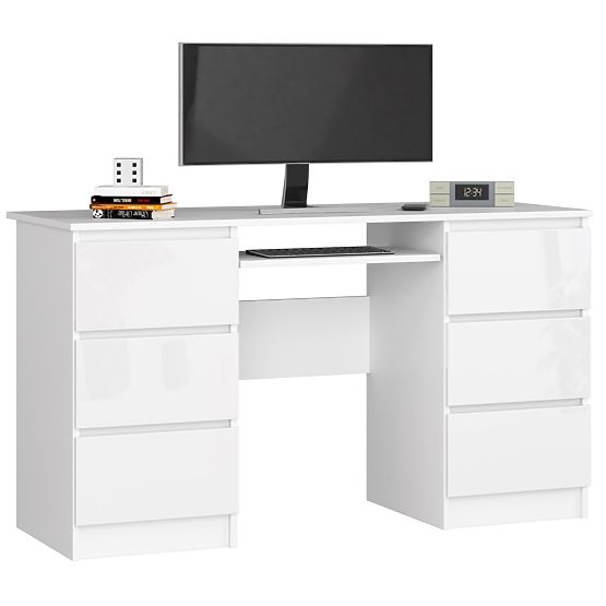MASĂ DE CALCULATOR A-11 135 cm 6 SERTARE PK ALB / LUCIOAS ALB