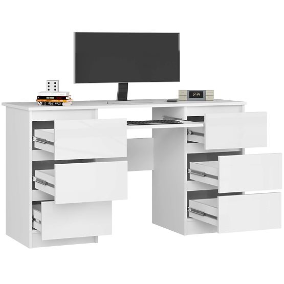 MASĂ DE CALCULATOR A-11 135 cm 6 SERTARE PK ALB / LUCIOAS ALB