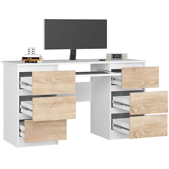MASĂ DE CALCULATOR A-11 135 cm 6 SERTARE PK ALB / SONOMA