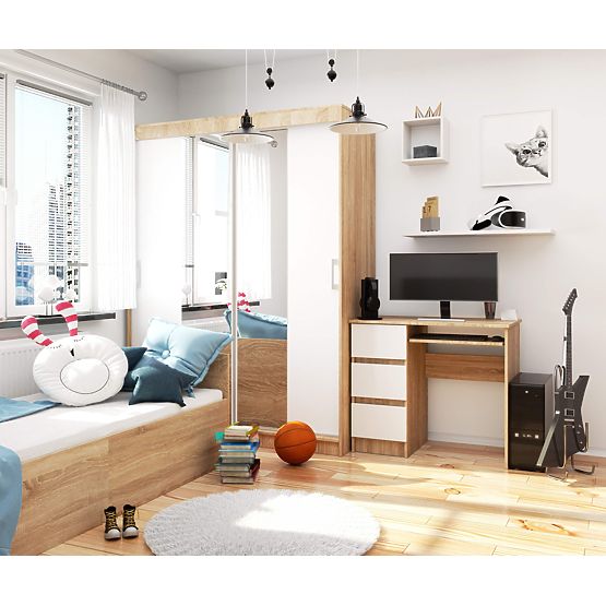 MASĂ DE CALCULATOR A-6 90 cm STÂNGA PK SONOMA / ALB