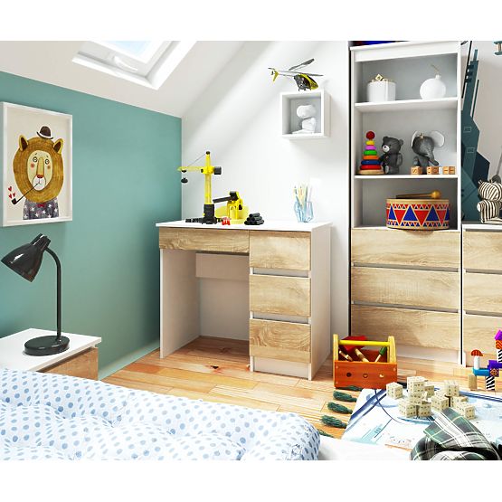 MASĂ DE CALCULATOR A-7 90 cm DREAPTA PK ALB / SONOMA