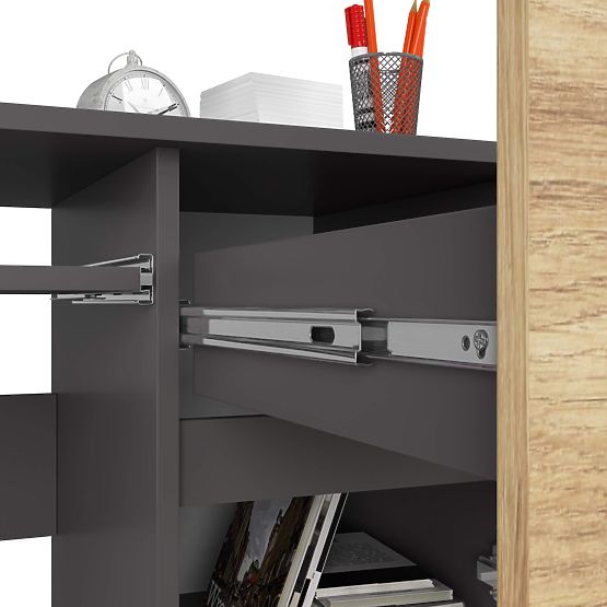 MASĂ DE CALCULATOR PIKSEL PK GRI / STEJAR ARTISAN - DREAPTA