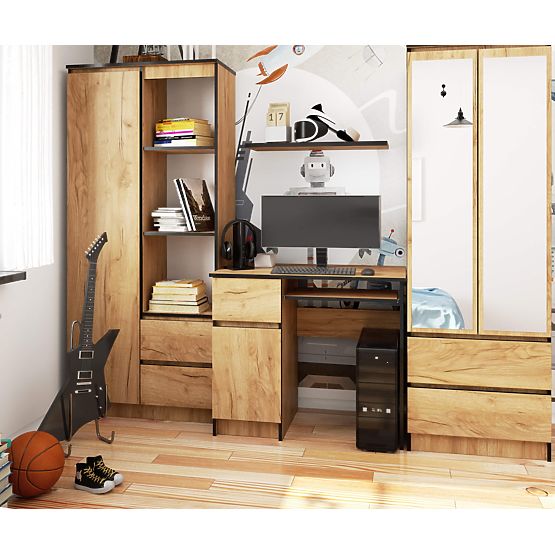 MASĂ DE CALCULATOR PIKSEL PK STEJAR CRAFT - STÂNGA