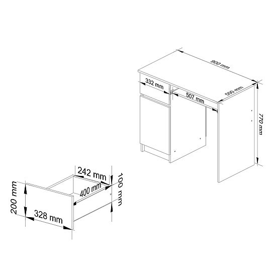 MASĂ DE CALCULATOR PIKSEL PK STEJAR CRAFT - STÂNGA