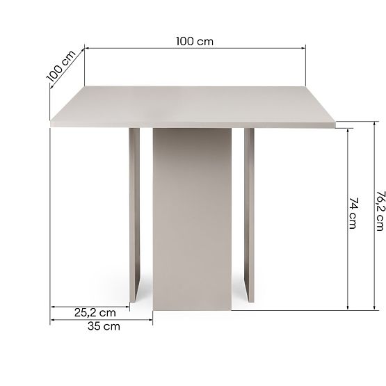 Masă de sufragerie Gasper 100 cm, pătrată, culoare cașmir