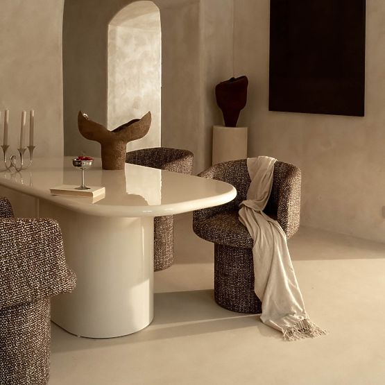 Masă de sufragerie Modesto 180 cm, bej deschis, lucioasă