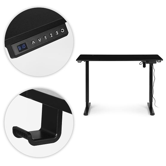 Masă electrică reglabilă 120x60 cm, înălțime ajustabilă 72-117 cm, negru ModernHome