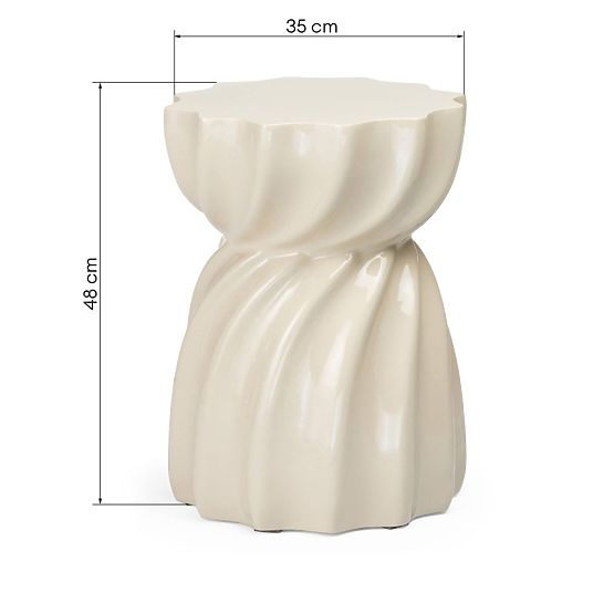 Măsuță laterală Bloom 35 cm, bej, lucioasă