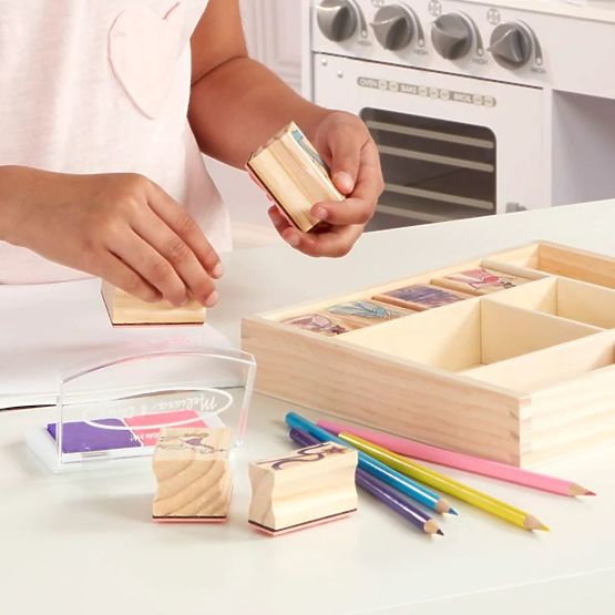 Melissa & Doug - Set de timbre Princess din lemn