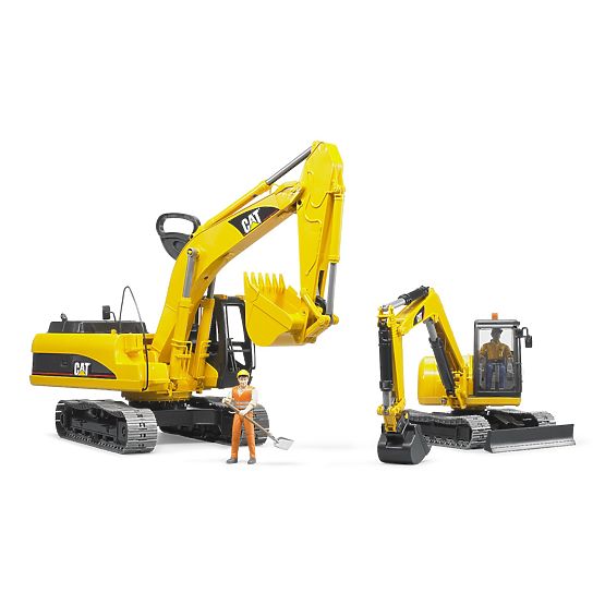 Miniexcavator Bruder CAT cu figură