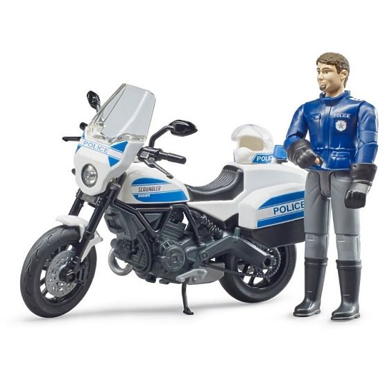 Motocicletă de poliție Bruder BWORLD Ducati Scrambler cu motociclist