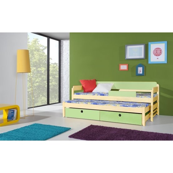 copii pat cu pat Natu 180x80 cm - natural-verde acril