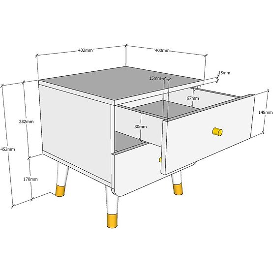 Noptieră Billy - albă