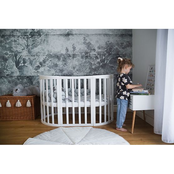 Pătuț oval extensibil Ruby 7 în 1 - alb