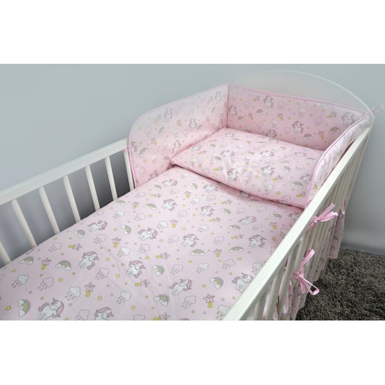 set lenjerie la cribs 120x90cm ponei - roz