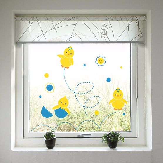 Paști decorare pe fereastră - kuřátka