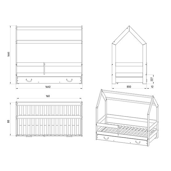 Pat de casă Lucky 160x80 - alb