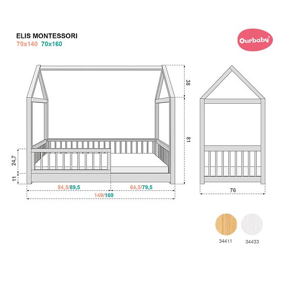 Pat Montessori în formă de căsuță Elis natural