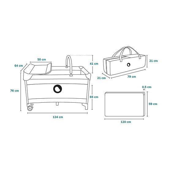 Pat de calatorie cu masa de infasat - roz
