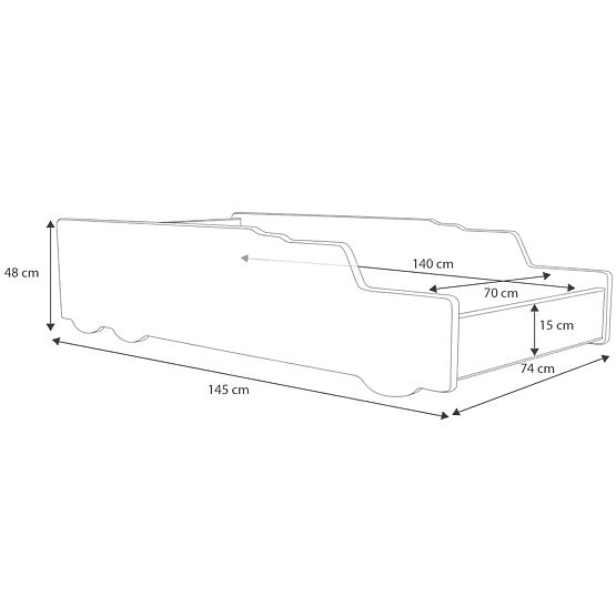 Pat de o persoană Monster Truck 140x70 cu saltea